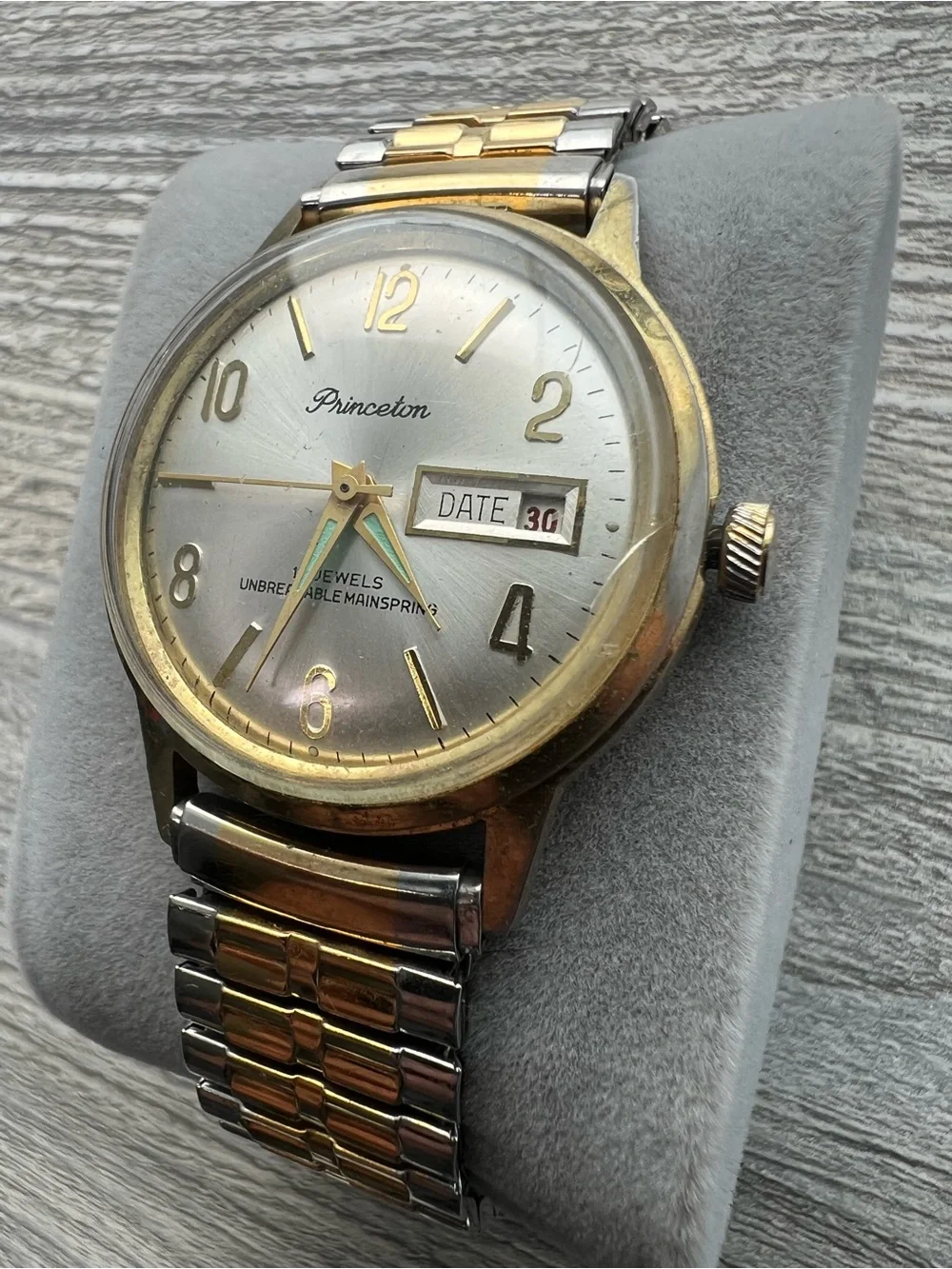 Princeton Men's Two-Tone Silver and Gold Date 17jewel mechanical watch